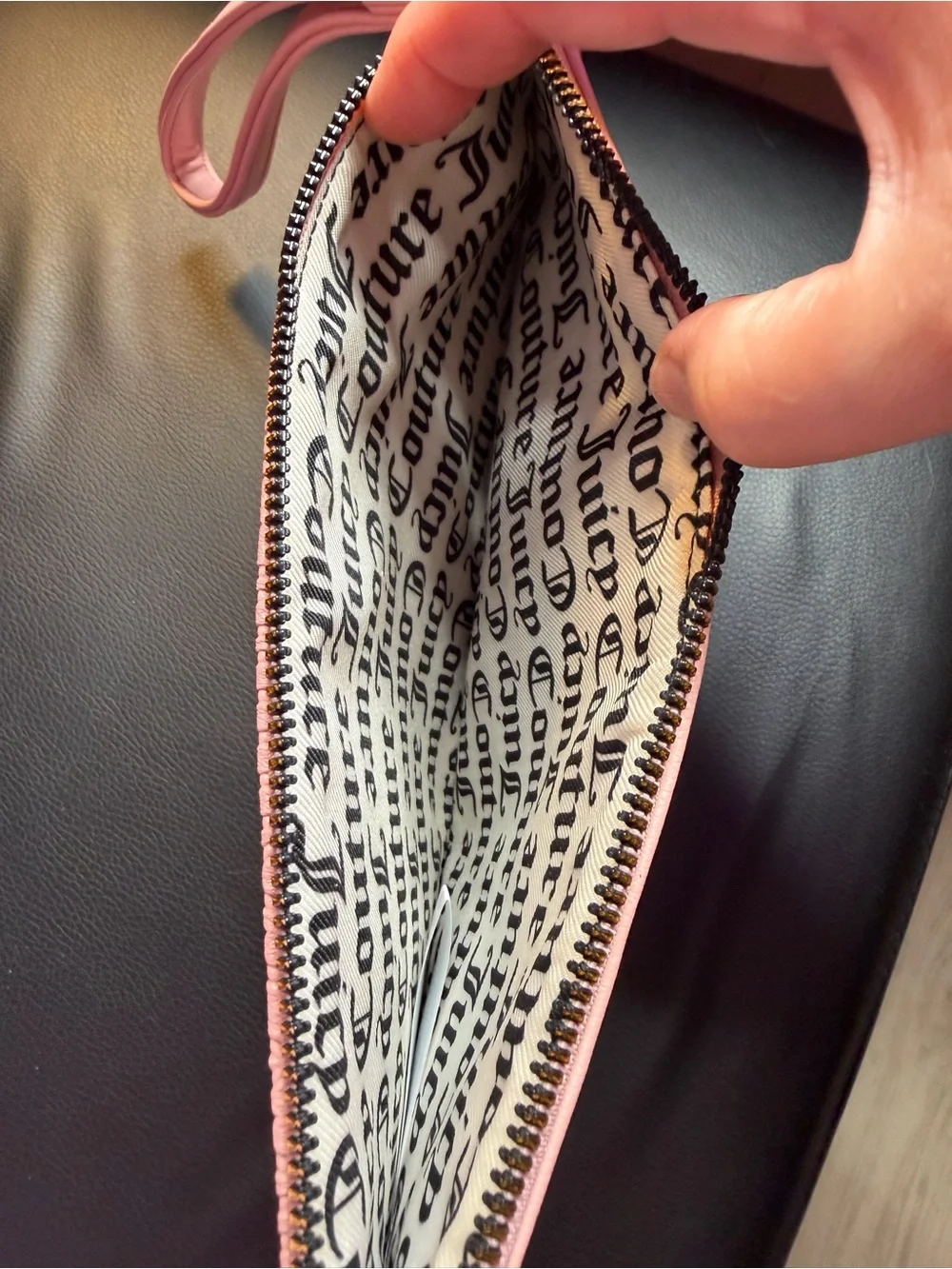 Juicy Couture Blush Pink Embossed Wristlet Clutch with Gold Hardware